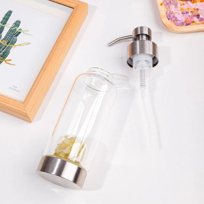 Gemstone Infused Pump Crystal Bottle