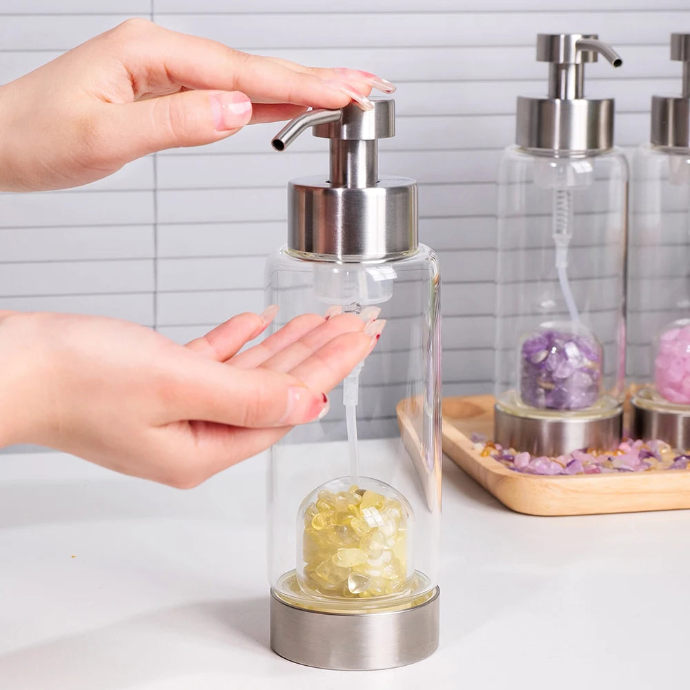 Gemstone Infused Pump Crystal Bottle