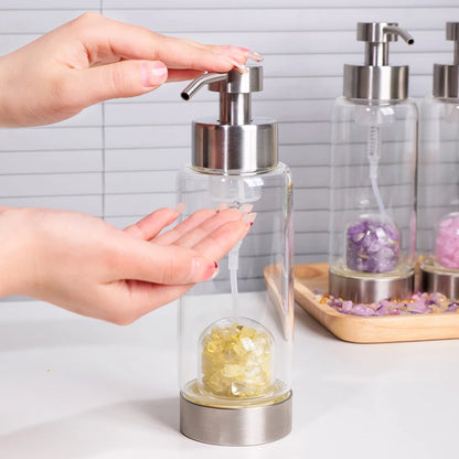 Gemstone Infused Pump Crystal Bottle