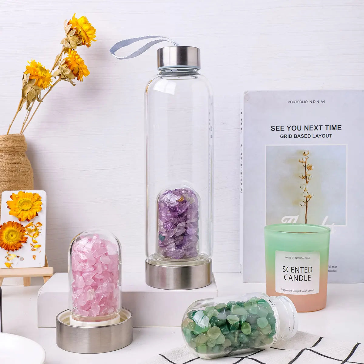 Gemstone Pod Elixir - Crystal Water Bottle