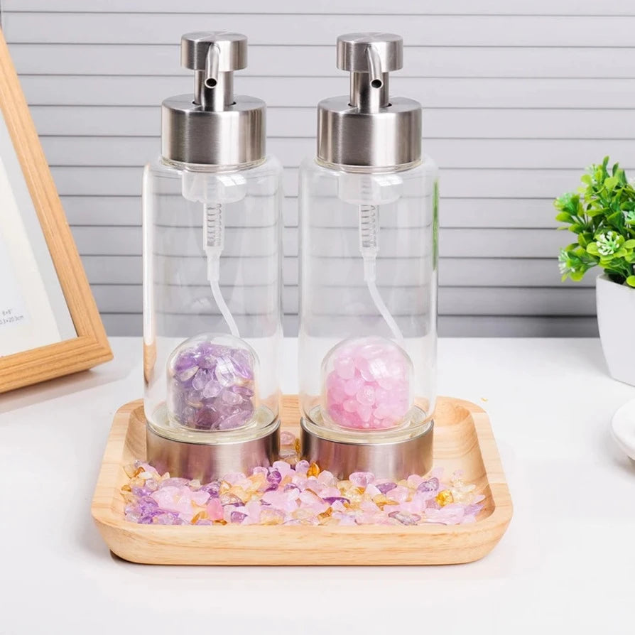 Gemstone Infused Pump Crystal Bottle