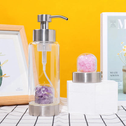 Gemstone Infused Pump Crystal Bottle
